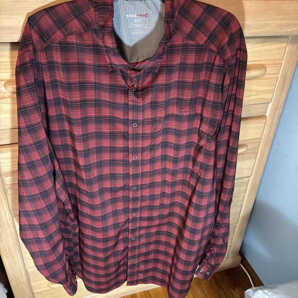 Swiss Tech Long Sleeve Snap Button Up Mens 3XL Red Black Plaid Shirt Lightweight - Picture 1 of 6